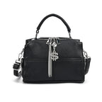 Leatherette Crossbody Bag with Tassel - Dollar Accessories - Black