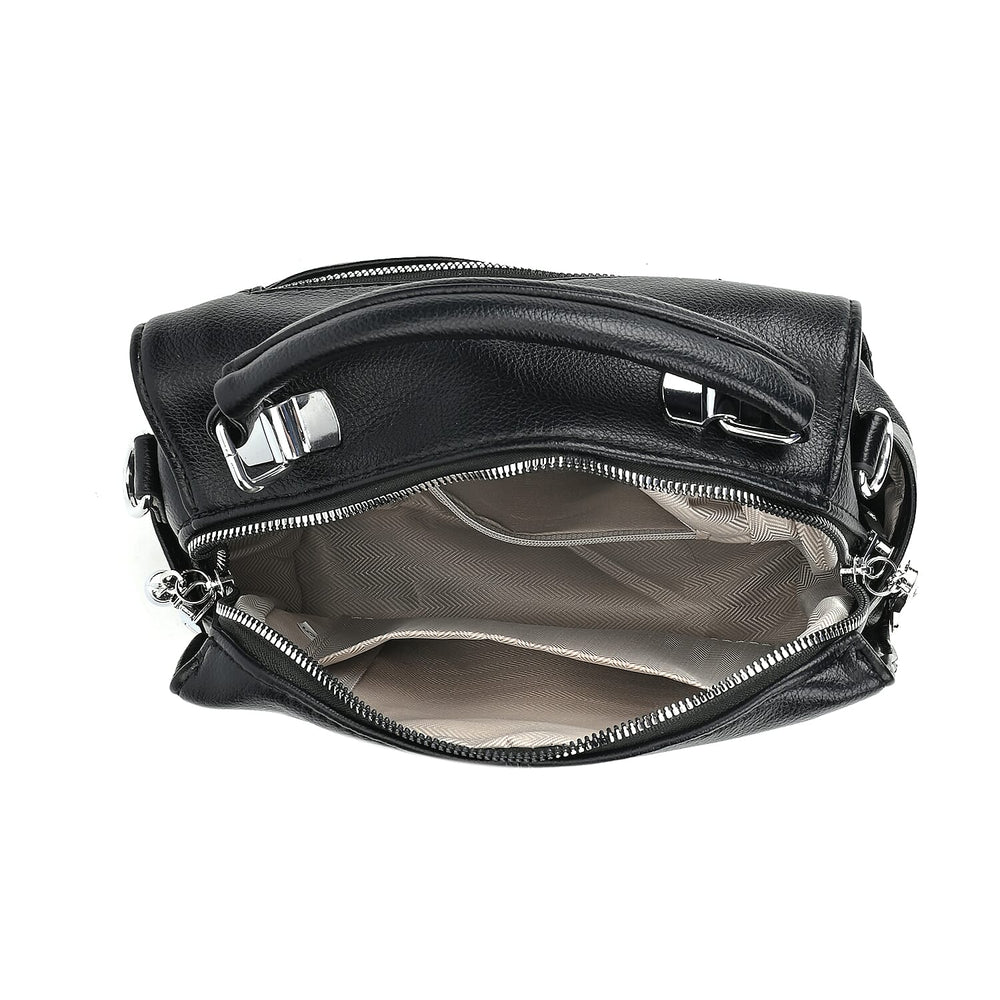 Leatherette Crossbody Bag with Tassel - Dollar Accessories - Black