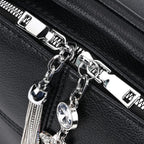 Leatherette Crossbody Bag with Tassel - Dollar Accessories - Black