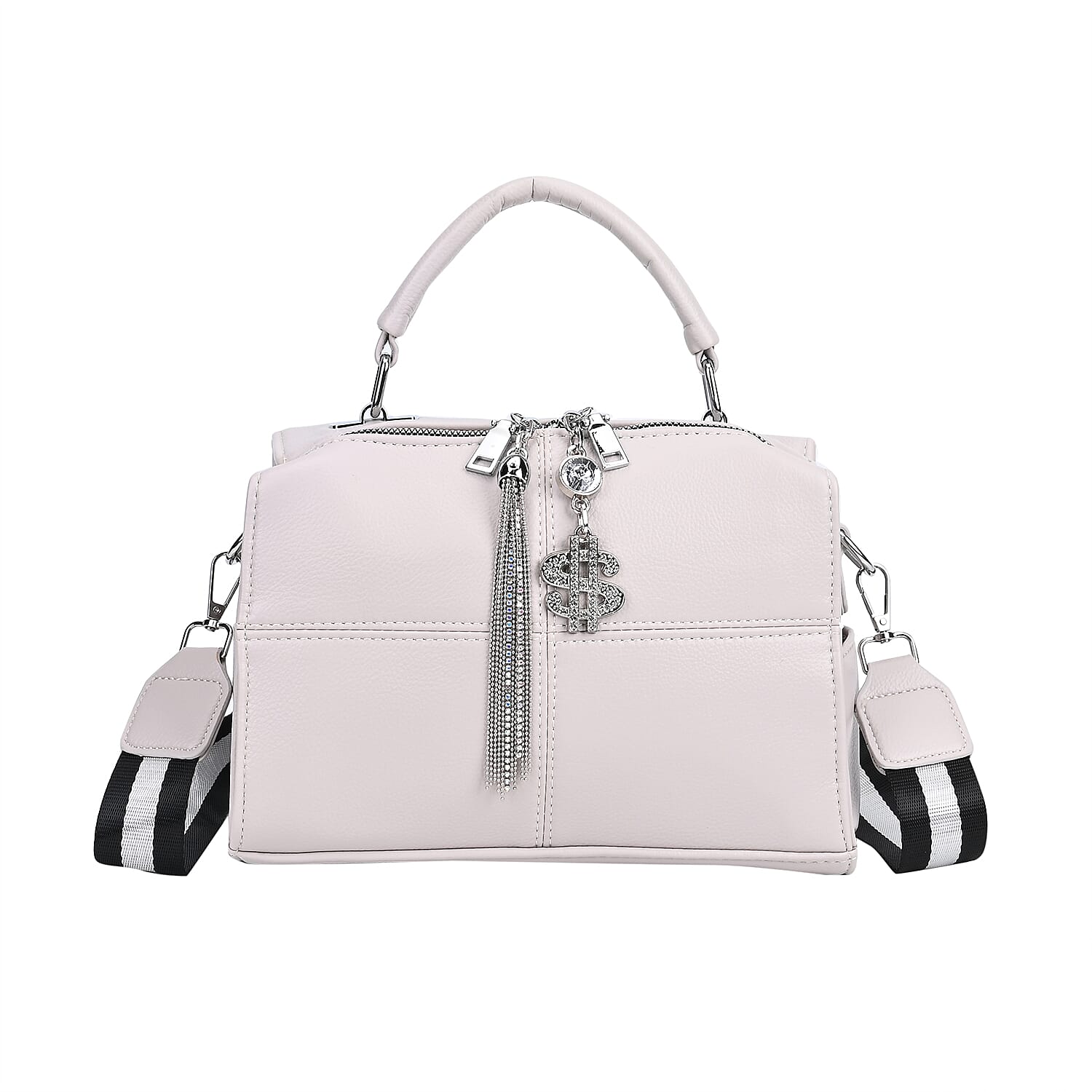 PU Patterned Crossbody Bag (Size 25x13x18 cm) - Grey & Black