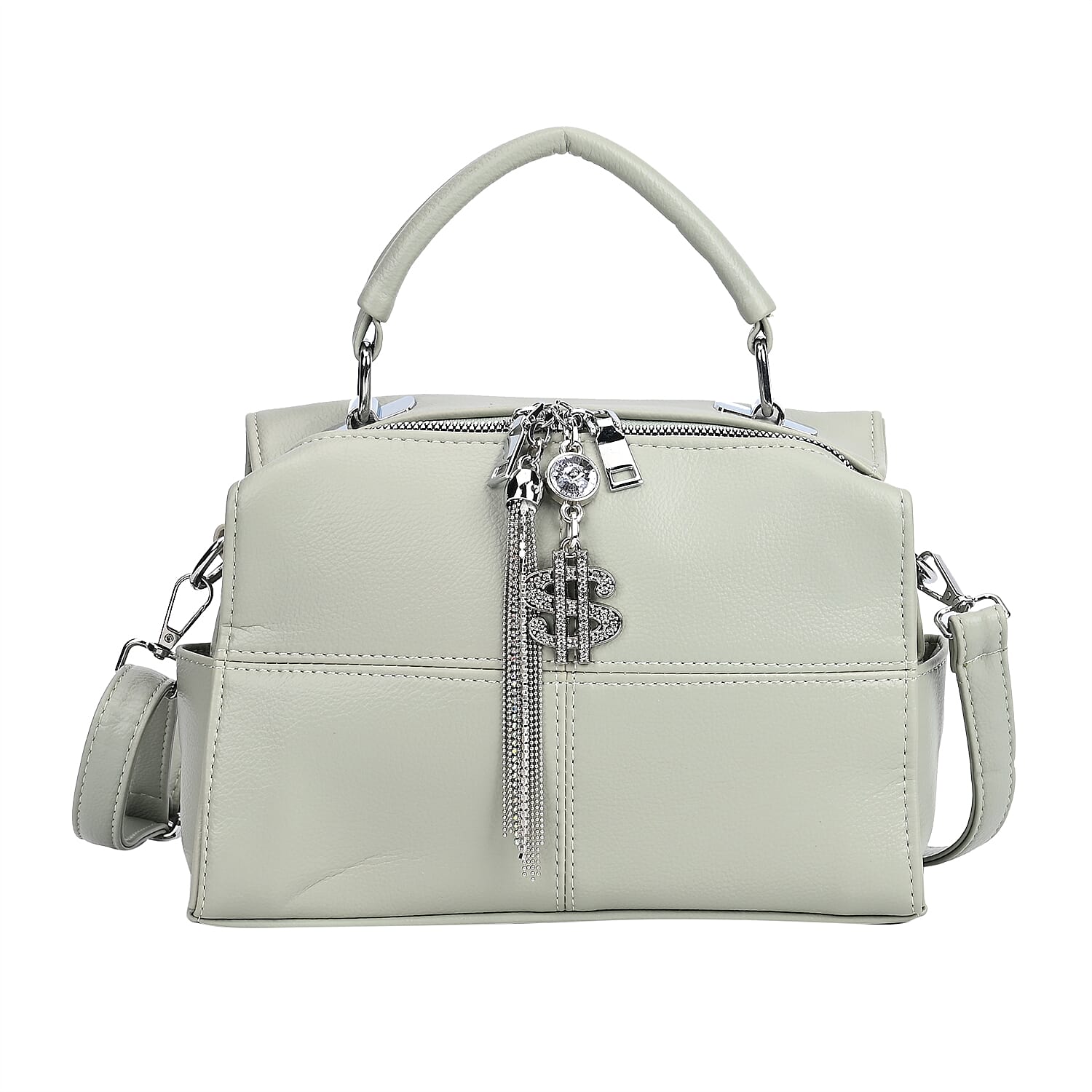 Leatherette Crossbody Bag with Tassel - Dollar Accessories - Olive