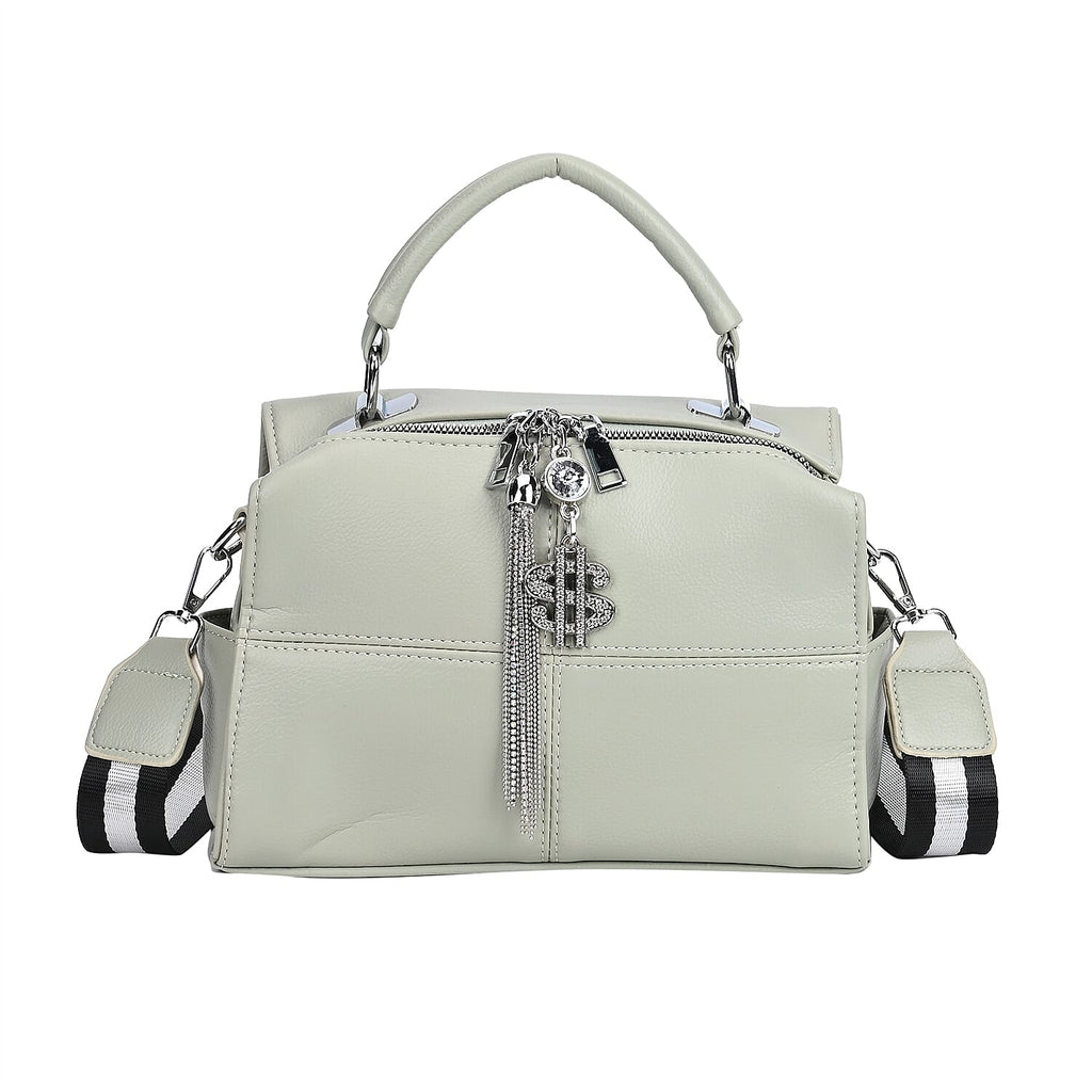 Leatherette Crossbody Bag with Tassel - Dollar Accessories - Olive