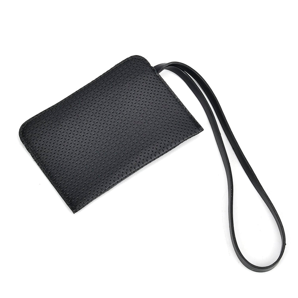 Leatherette Leaf Pattern Tote Bag with Card Holder - Black
