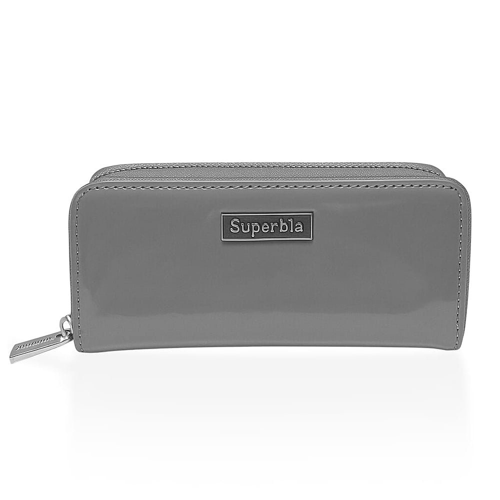 Leatherette Long Purse Card Holder with Gift Box Wallet - Grey