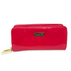 Leatherette Long Purse Card Holder with Gift Box Wallet - Hot Pink