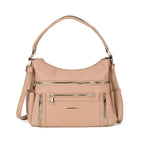 Leatherette Multipocket Crossbody Bag - Apricot
