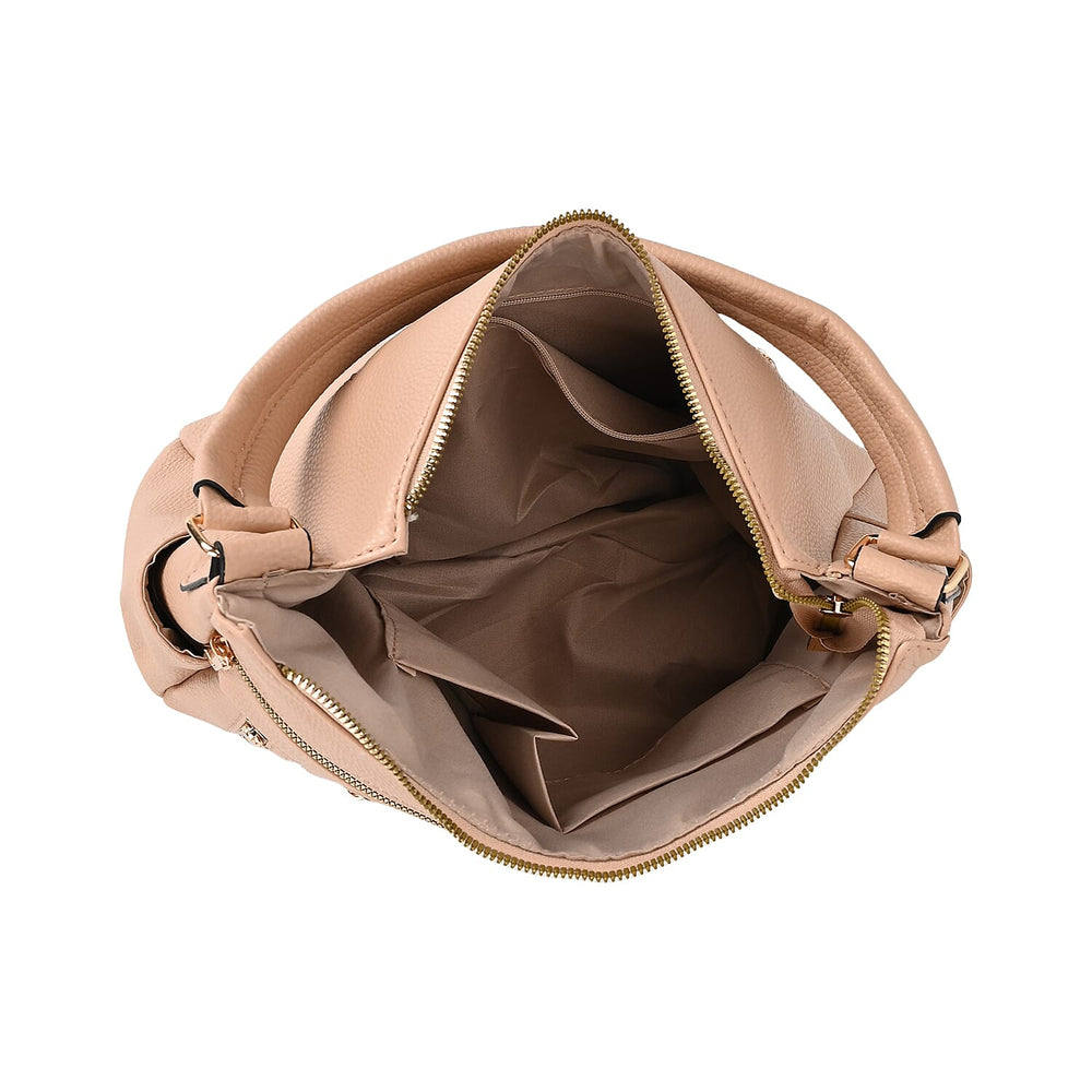 Leatherette Multipocket Crossbody Bag - Apricot