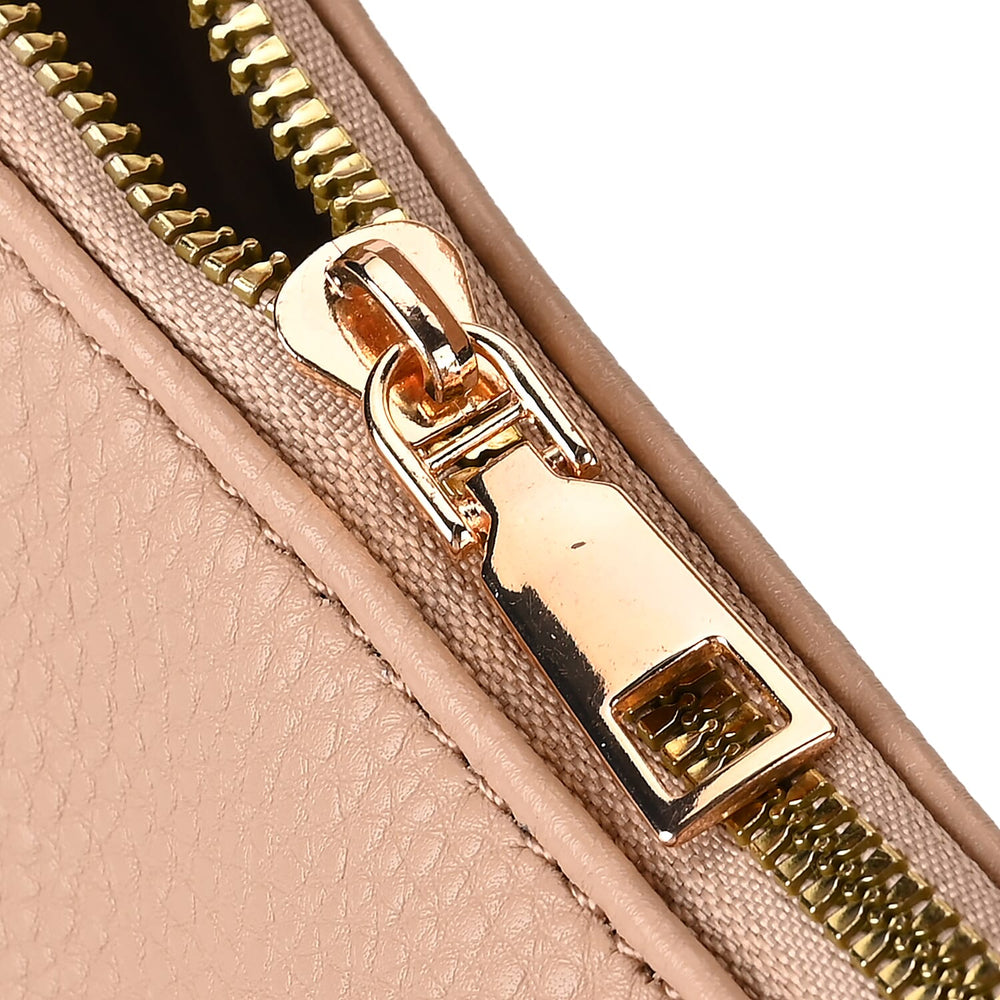 Leatherette Multipocket Crossbody Bag - Apricot