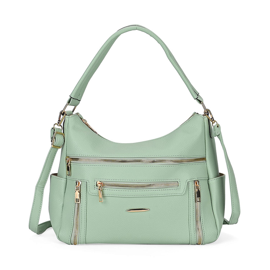 Leatherette Multipocket Crossbody Bag - Olive