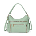 Leatherette Multipocket Crossbody Bag - Olive