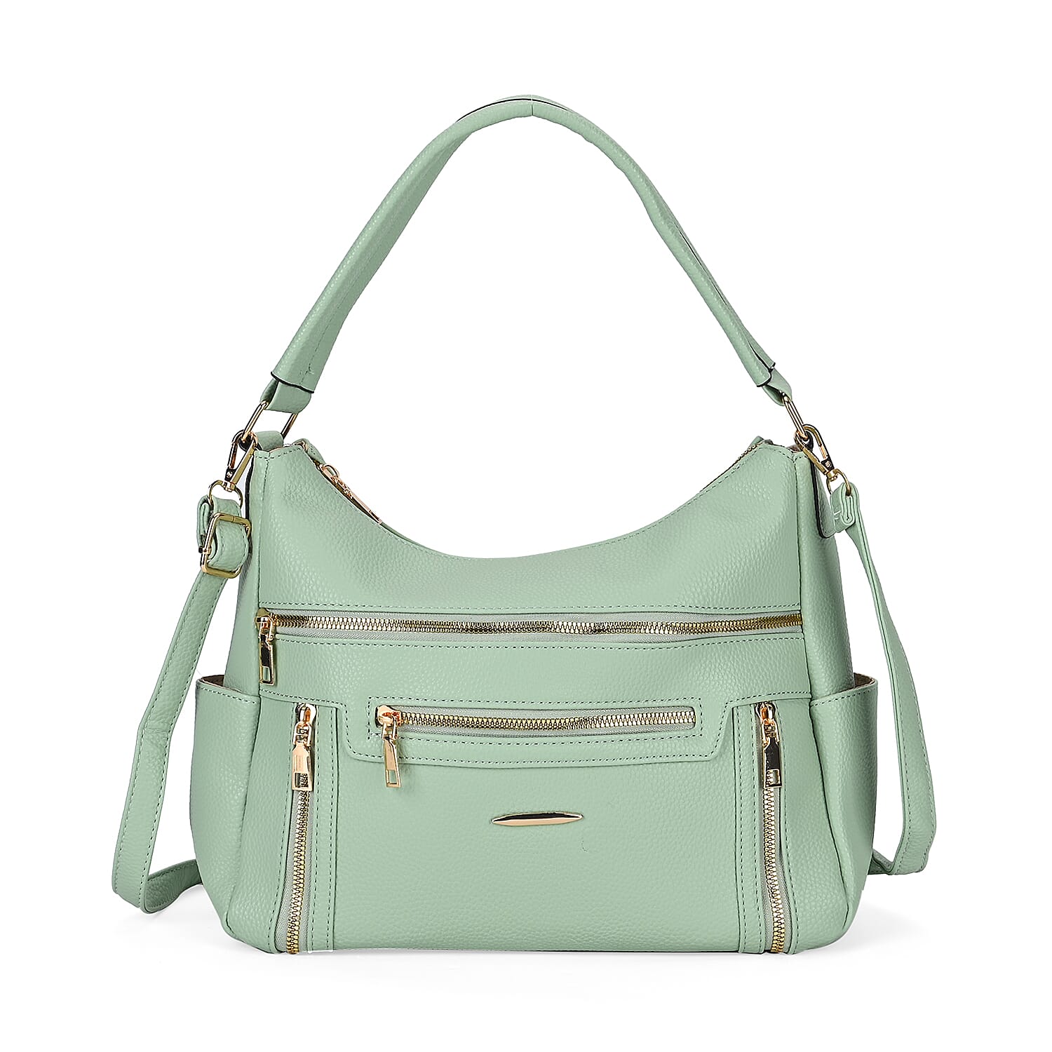 Leatherette Multipocket Crossbody Bag - Olive