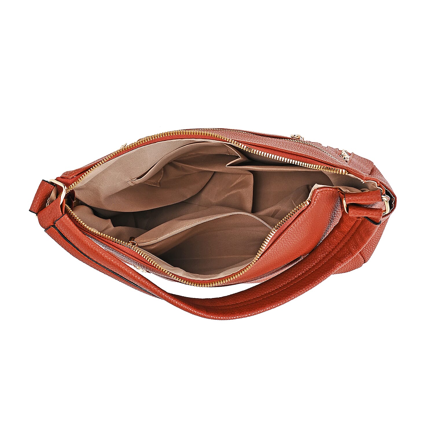 Leatherette Multipocket Crossbody Bag - Tan