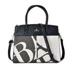 Leatherette Printed Crossbody Bag with Shoulder Strap - Handle Drop - Black