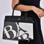 Leatherette Printed Crossbody Bag with Shoulder Strap - Handle Drop - Black