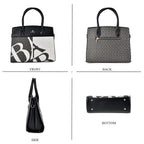 Leatherette Printed Crossbody Bag with Shoulder Strap - Handle Drop - Black