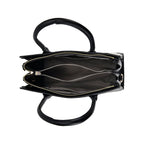 Leatherette Printed Crossbody Bag with Shoulder Strap - Handle Drop - Black