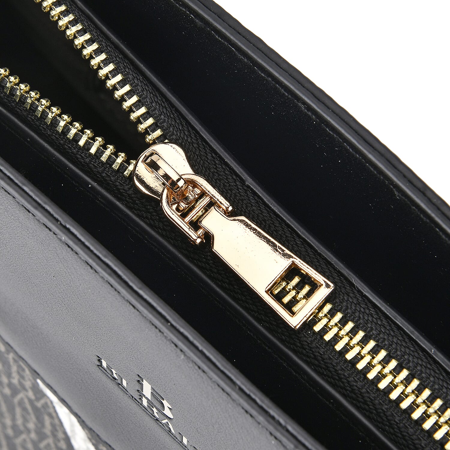 Leatherette Printed Crossbody Bag with Shoulder Strap - Handle Drop - Black