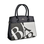 Leatherette Printed Crossbody Bag with Shoulder Strap - Handle Drop - Black