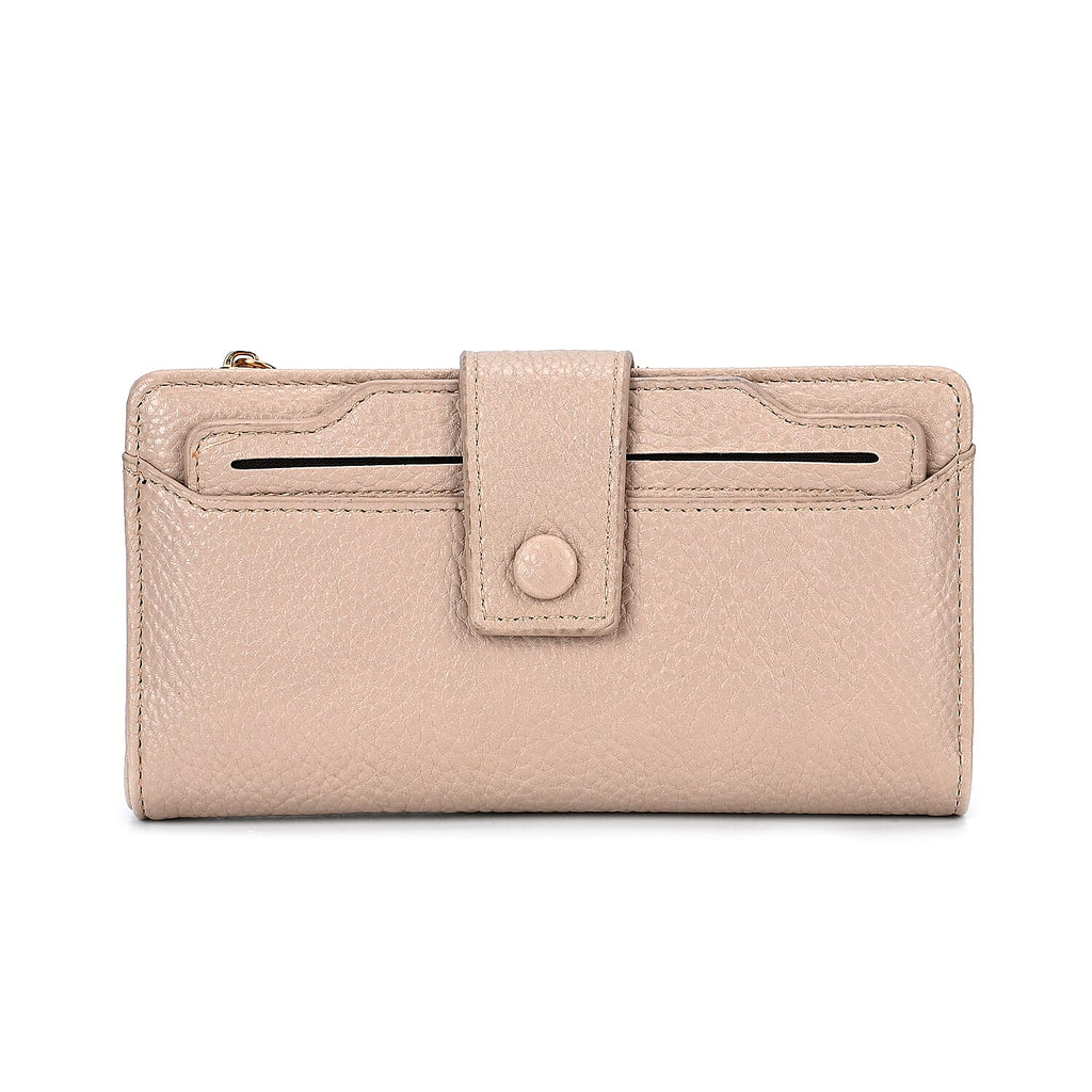 Leatherette RFID Wallet with 20 Card Slots - Beige