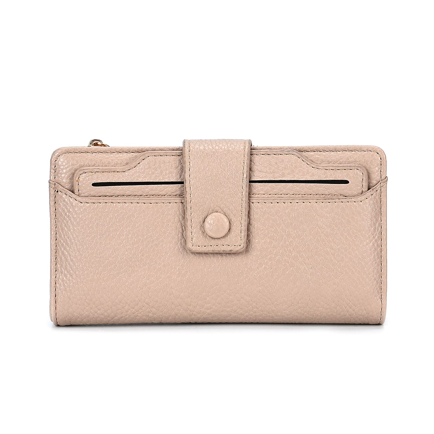 Leatherette RFID Wallet with 20 Card Slots - Beige