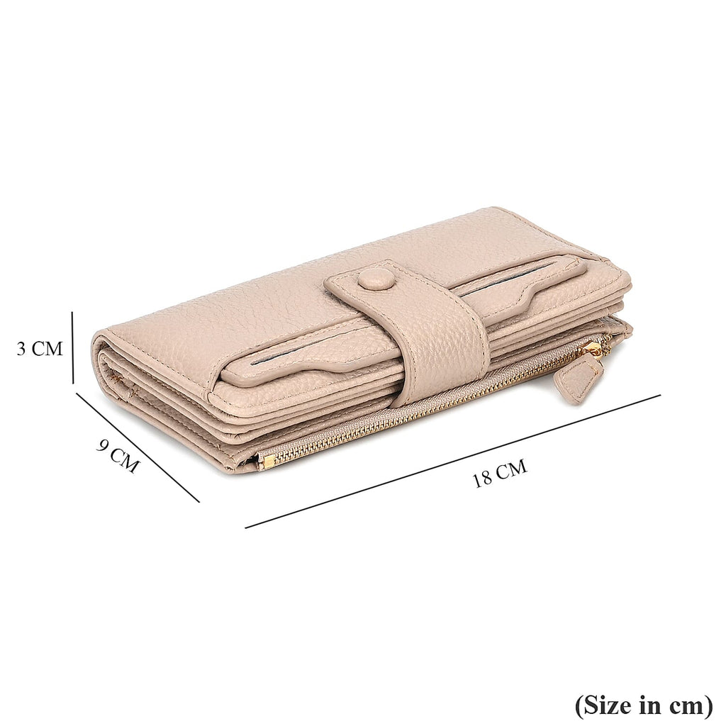 Leatherette RFID Wallet with 20 Card Slots - Beige