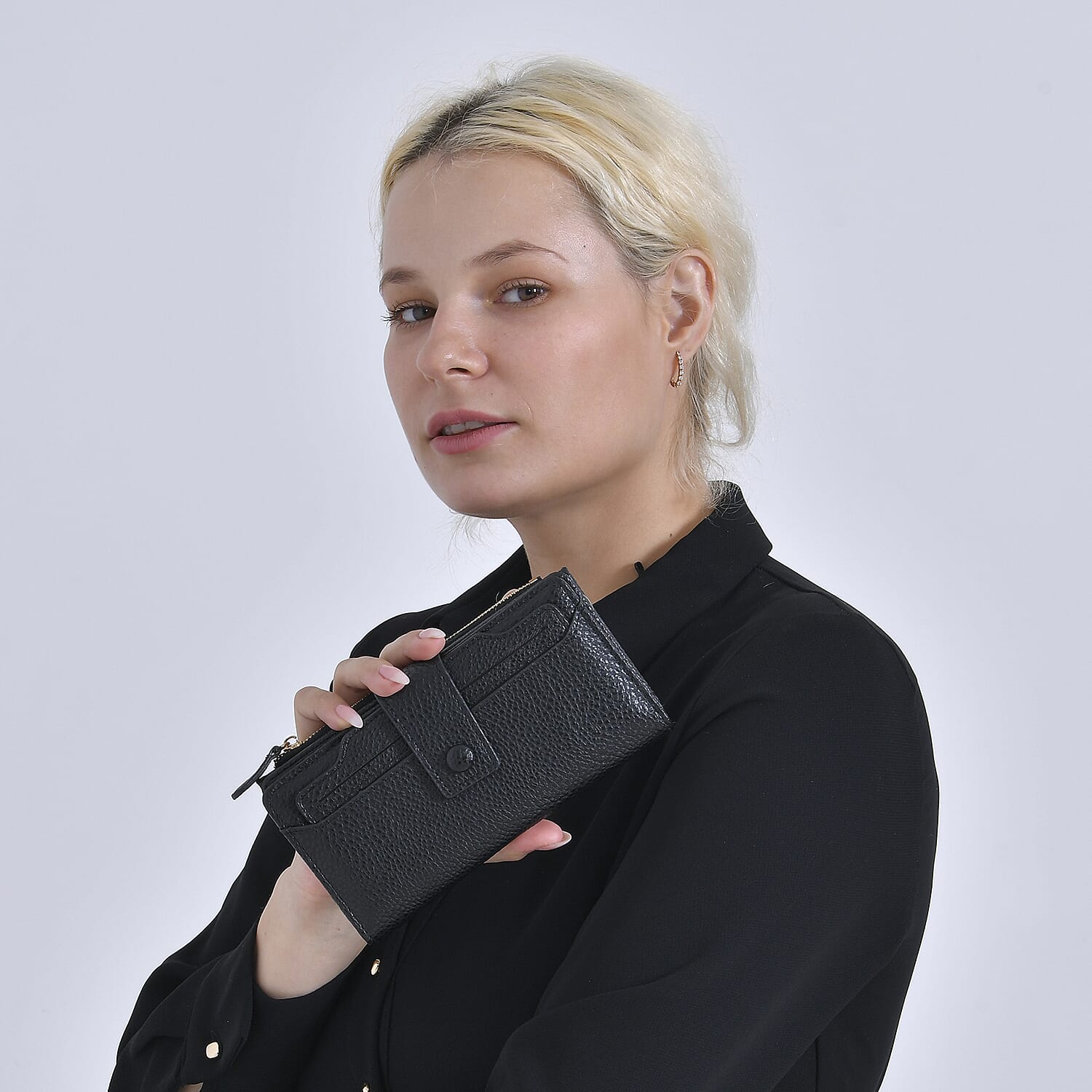 Leatherette RFID Wallet with 20 Card Slots - Black