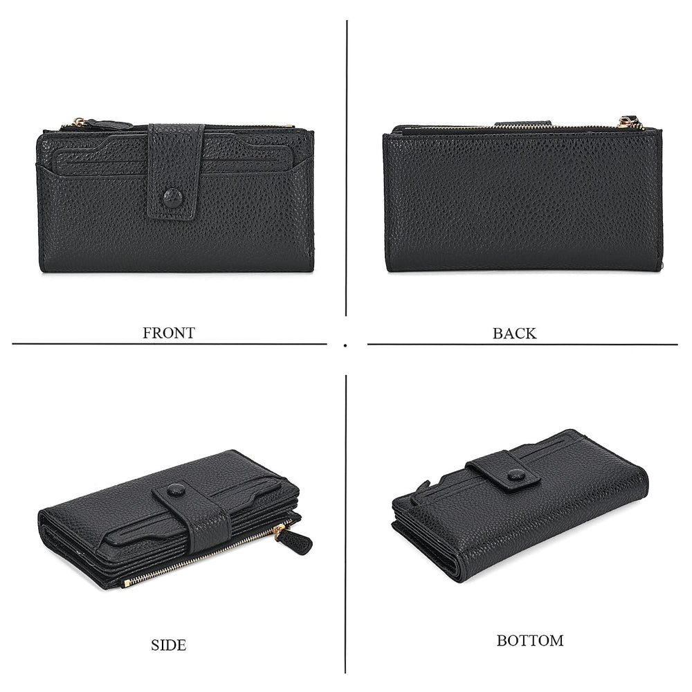 Leatherette RFID Wallet with 20 Card Slots - Black