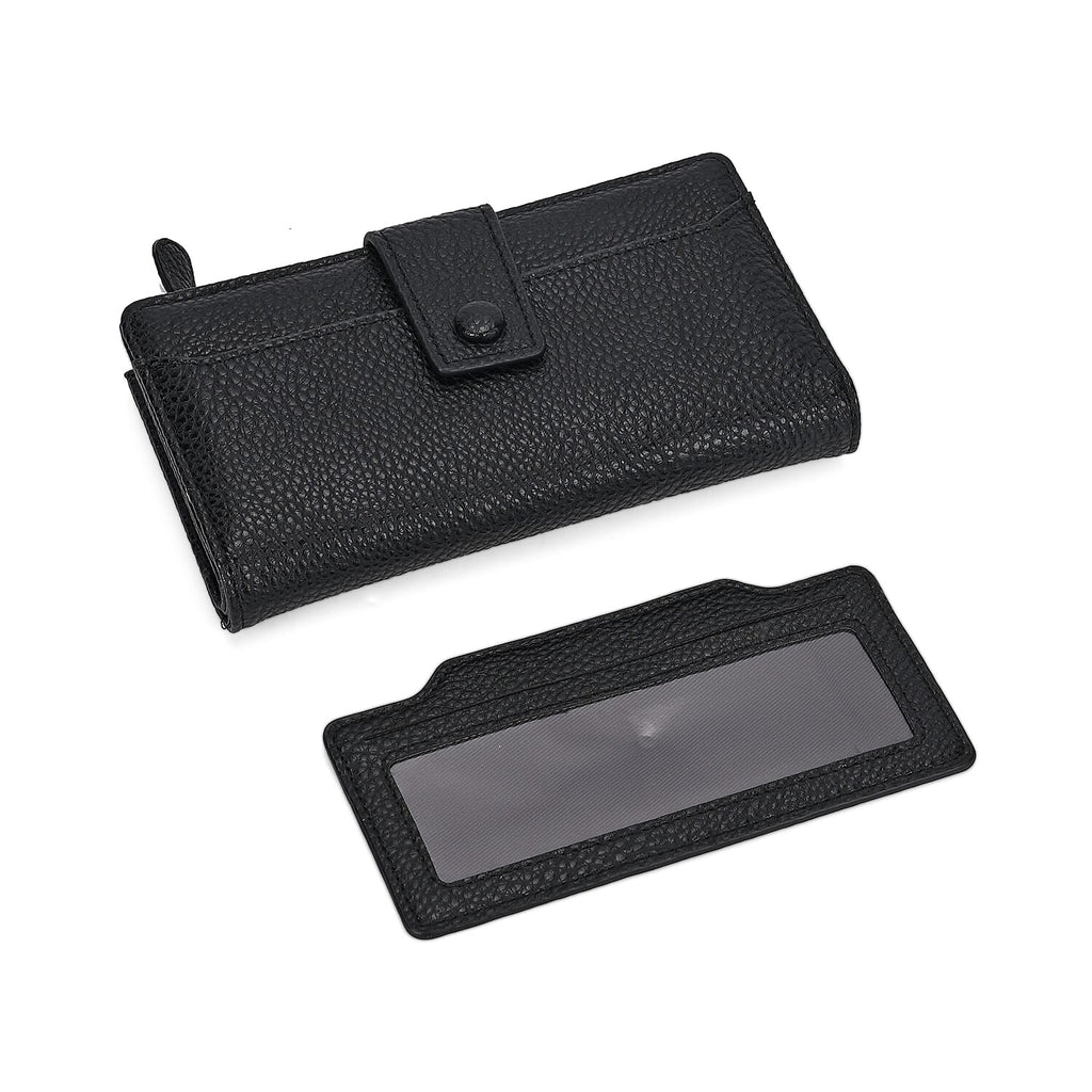 Leatherette RFID Wallet with 20 Card Slots - Black
