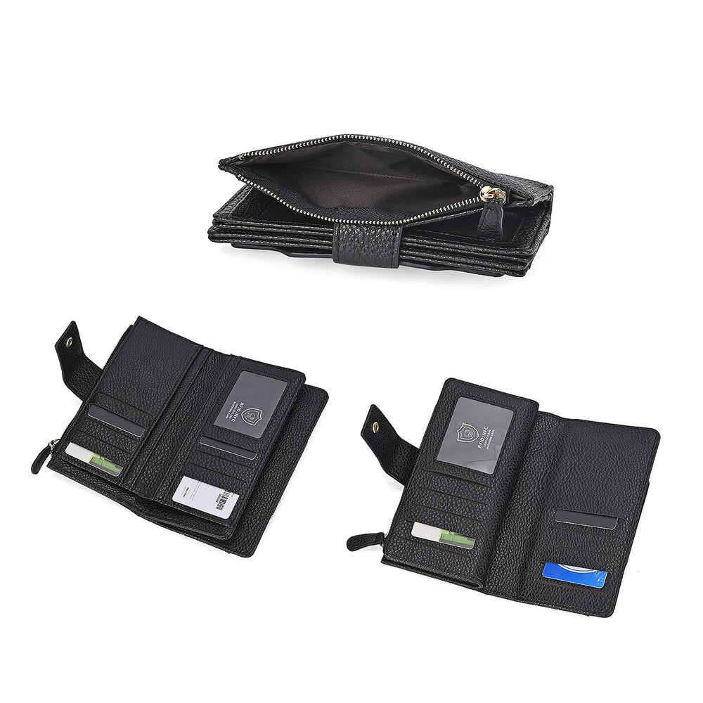 Leatherette RFID Wallet with 20 Card Slots - Black