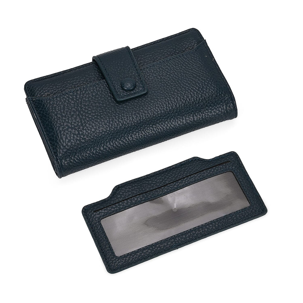 Leatherette RFID Wallet with 20 Card Slots - Blue