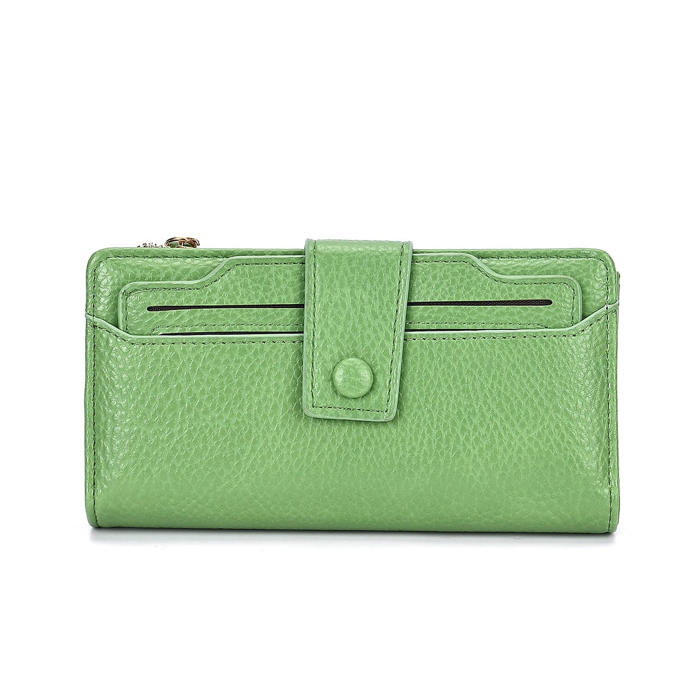 Leatherette RFID Wallet with 20 Card Slots - Olive