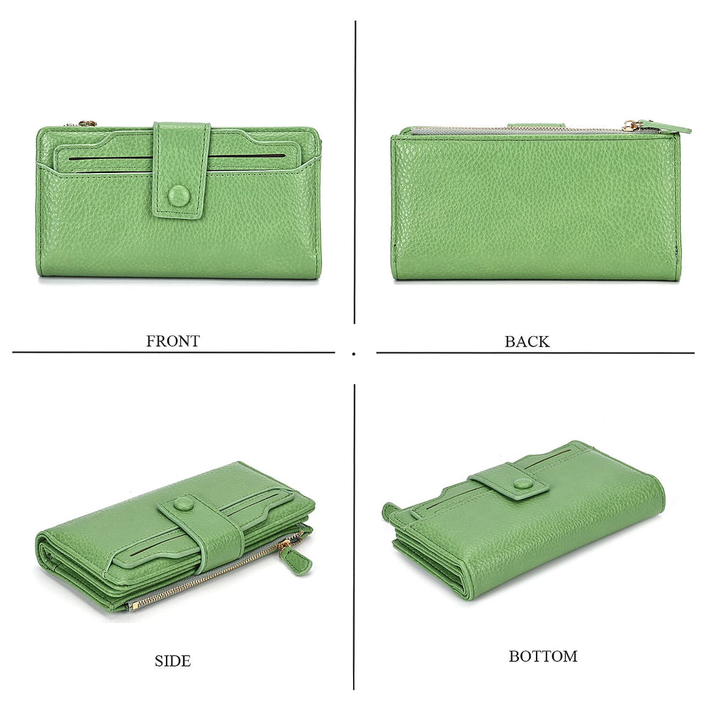 Leatherette RFID Wallet with 20 Card Slots - Olive
