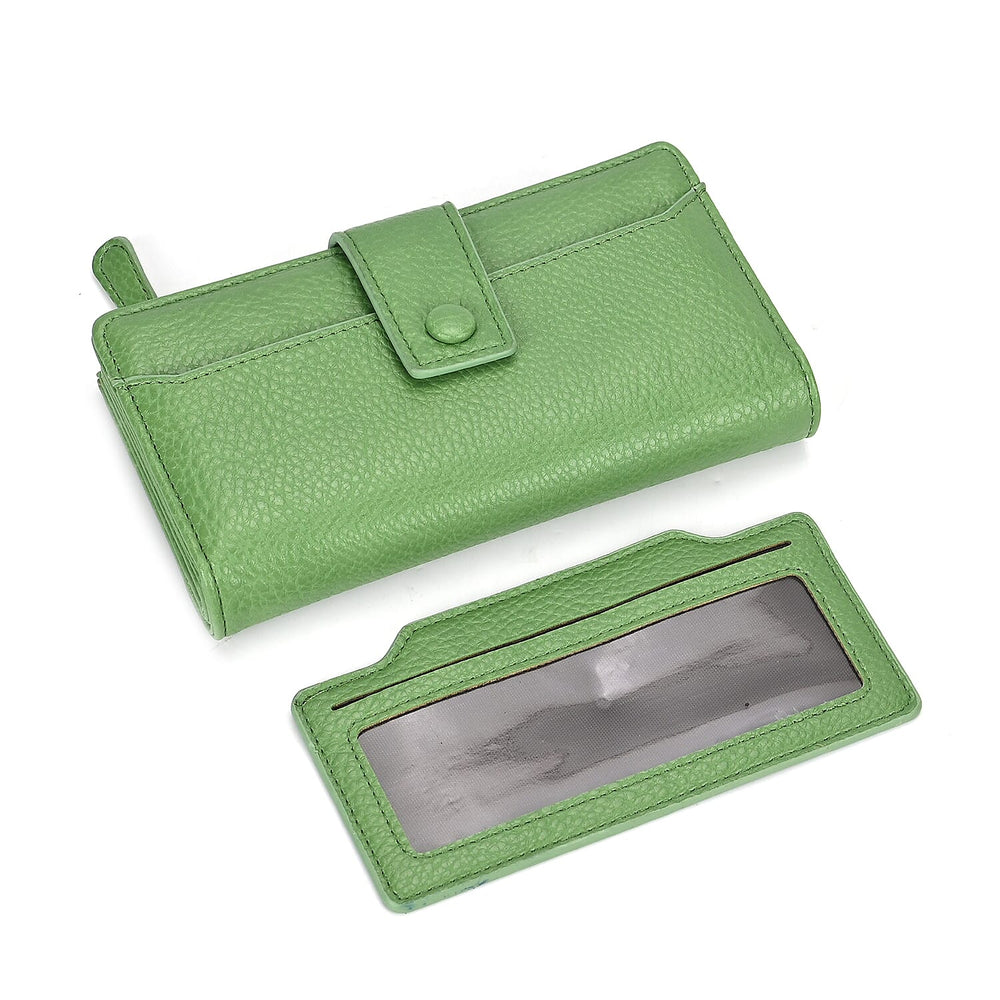 Leatherette RFID Wallet with 20 Card Slots - Olive