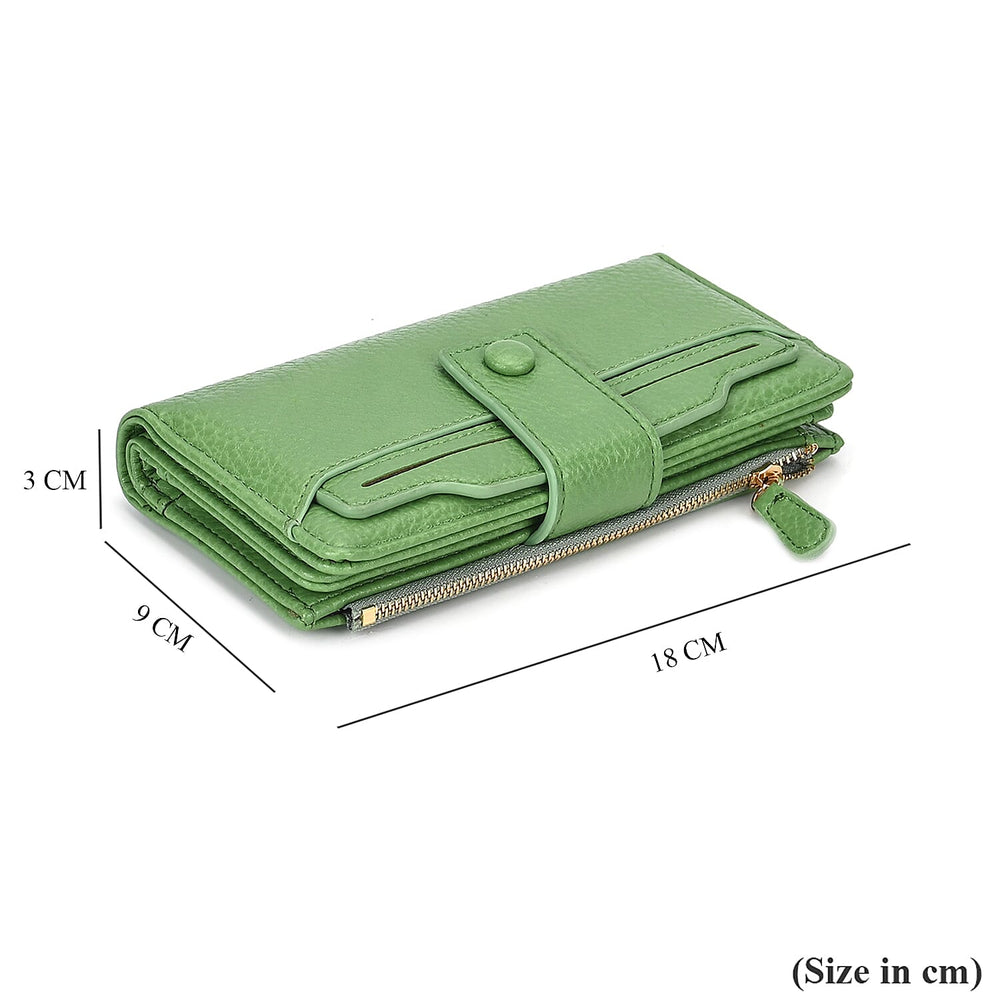 Leatherette RFID Wallet with 20 Card Slots - Olive