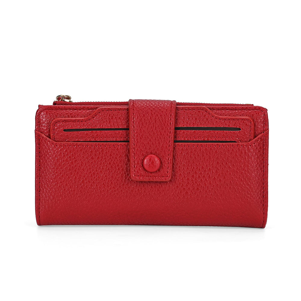 Leatherette RFID Wallet with 20 Card Slots - Red