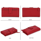 Leatherette RFID Wallet with 20 Card Slots - Red