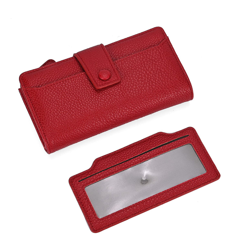 Leatherette RFID Wallet with 20 Card Slots - Red