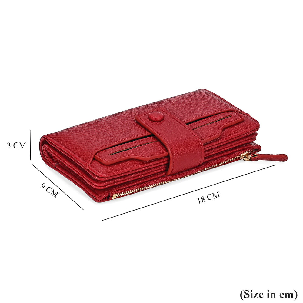 Leatherette RFID Wallet with 20 Card Slots - Red