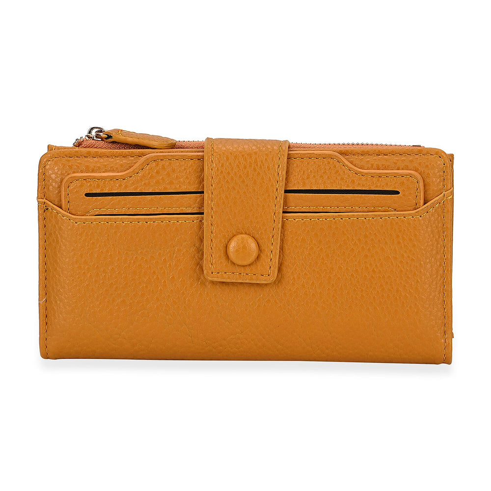 Leatherette RFID Wallet with 20 Card Slots - Yellow