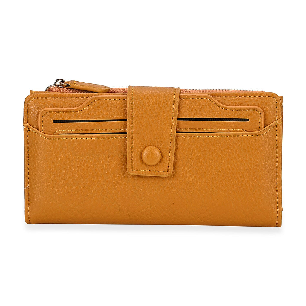 Leatherette RFID Wallet with 20 Card Slots - Yellow