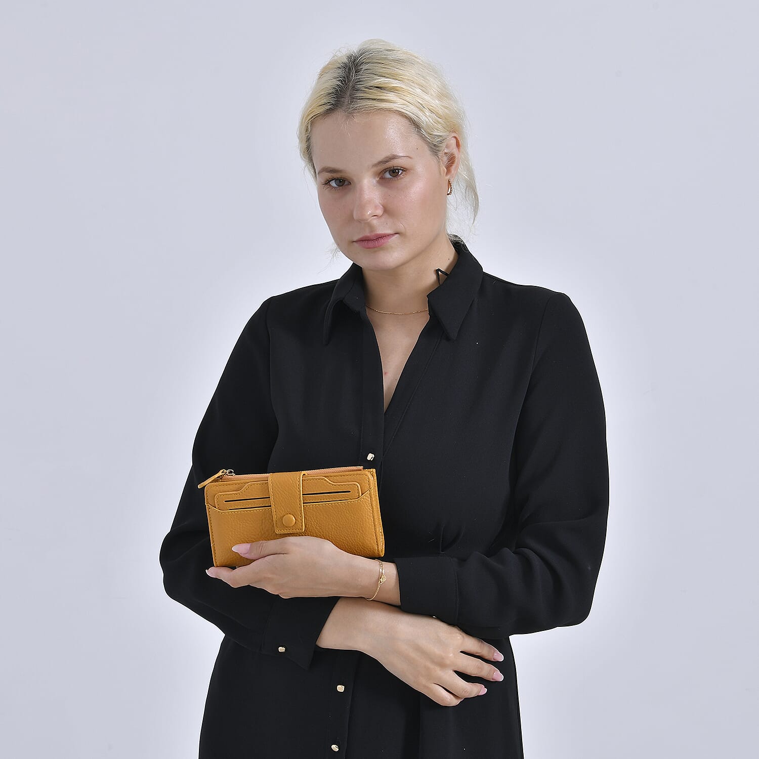 Leatherette RFID Wallet with 20 Card Slots - Yellow