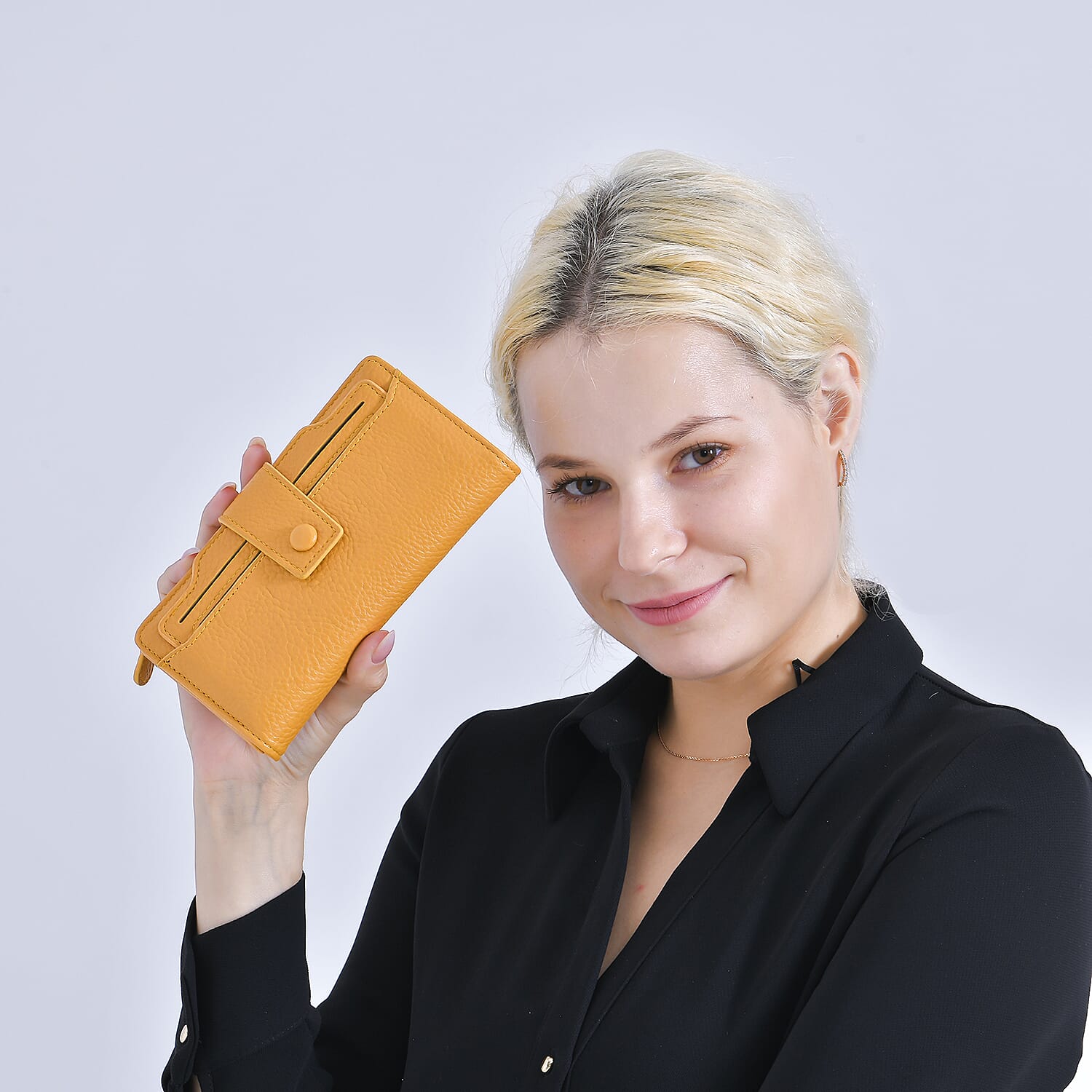 Leatherette RFID Wallet with 20 Card Slots - Yellow