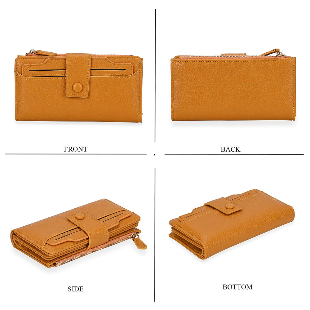Leatherette RFID Wallet with 20 Card Slots - Yellow