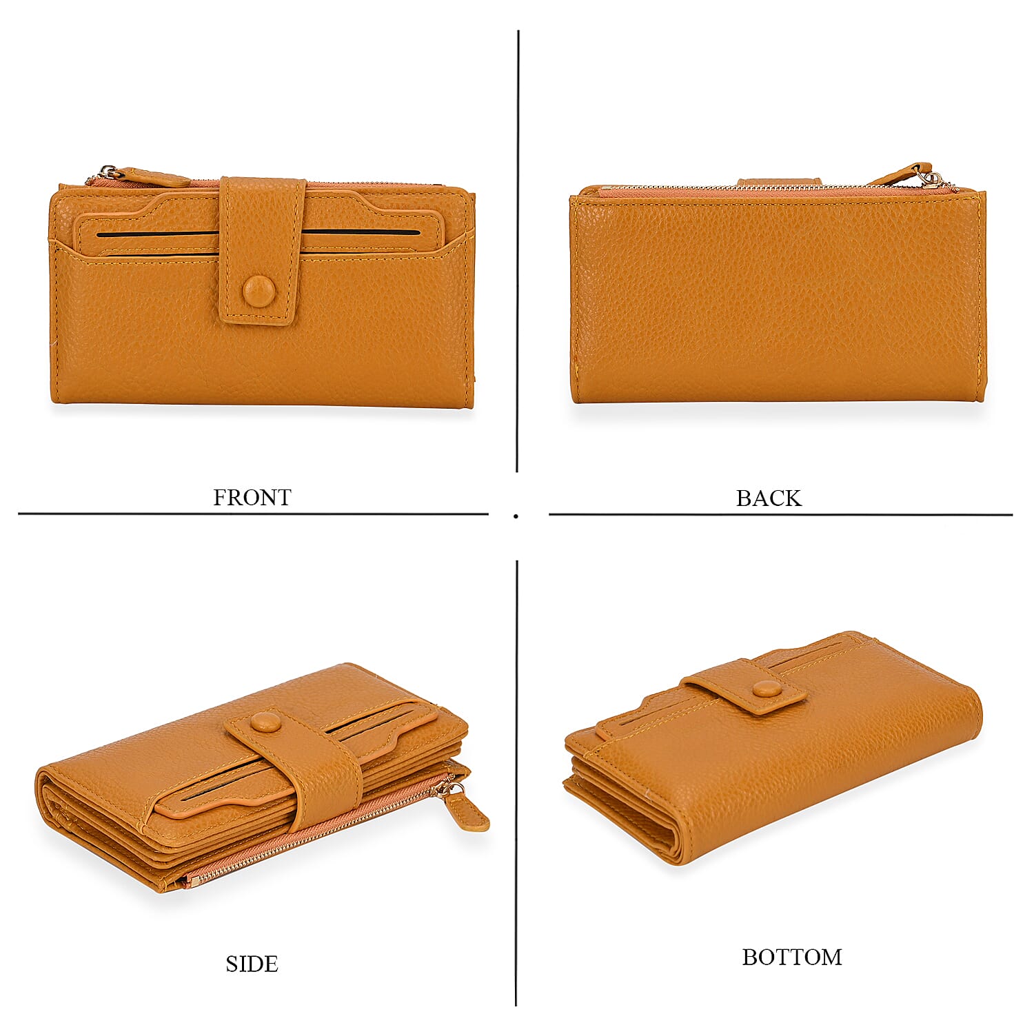 Leatherette RFID Wallet with 20 Card Slots - Yellow