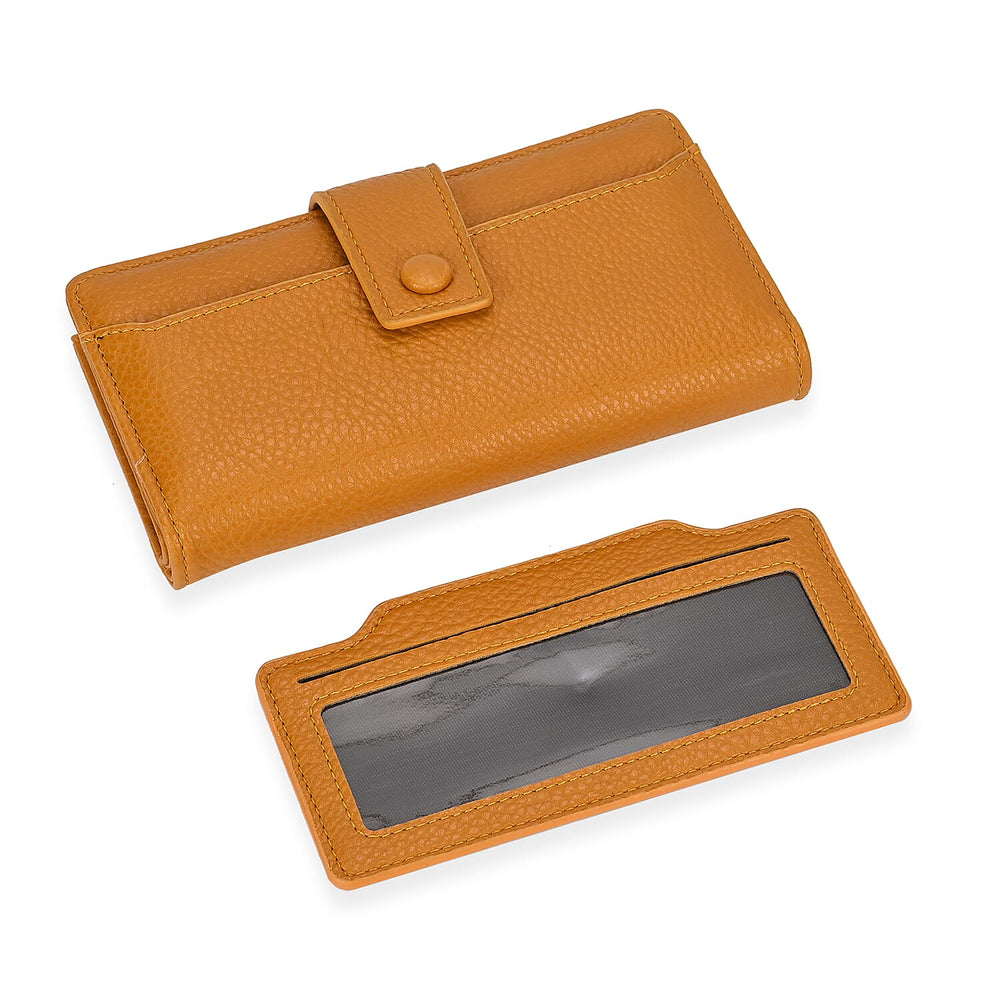 Leatherette RFID Wallet with 20 Card Slots - Yellow
