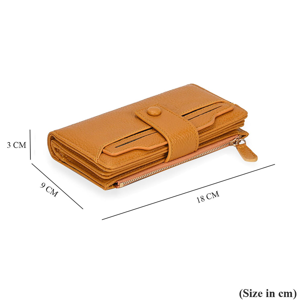 Leatherette RFID Wallet with 20 Card Slots - Yellow