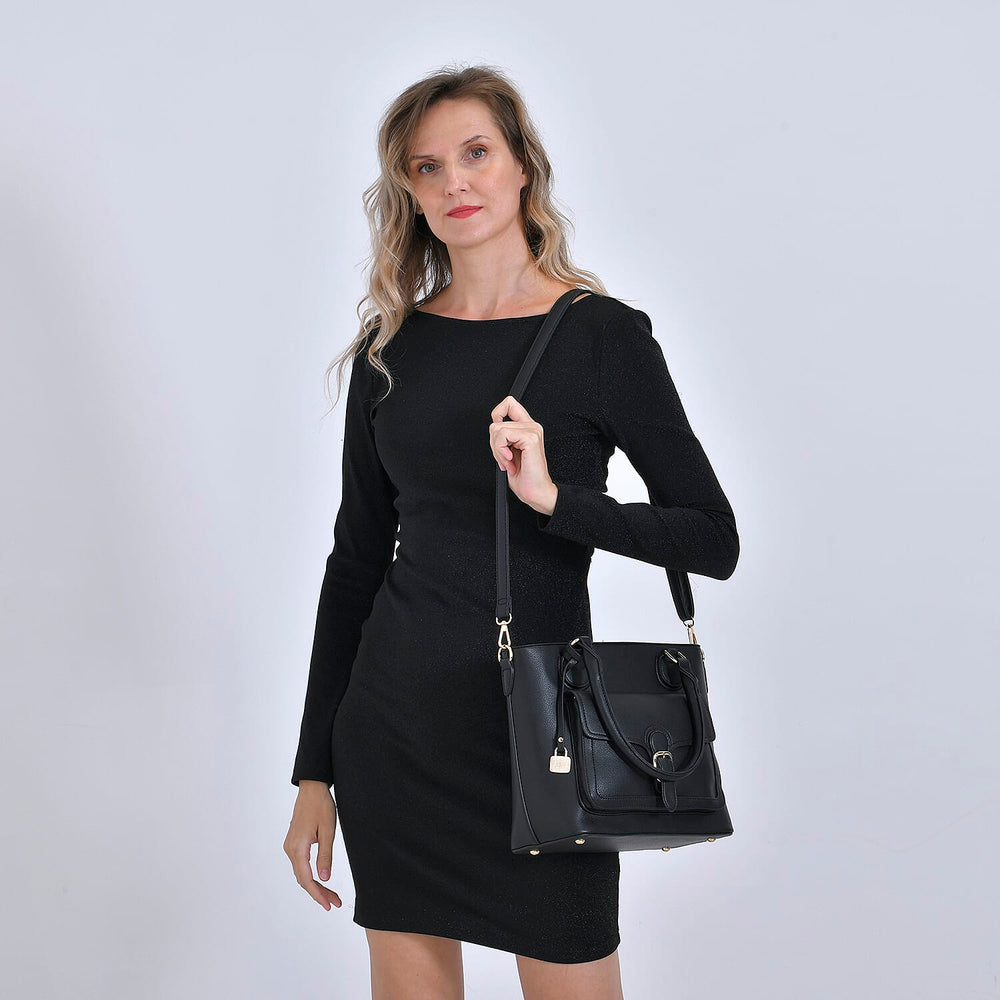 Solid Satchel Crossbody Bag - Black