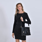 Solid Satchel Crossbody Bag - Black