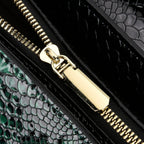 Designer Inspired- Elegant Snake-Print Embossed Satchel Handbag - Grey