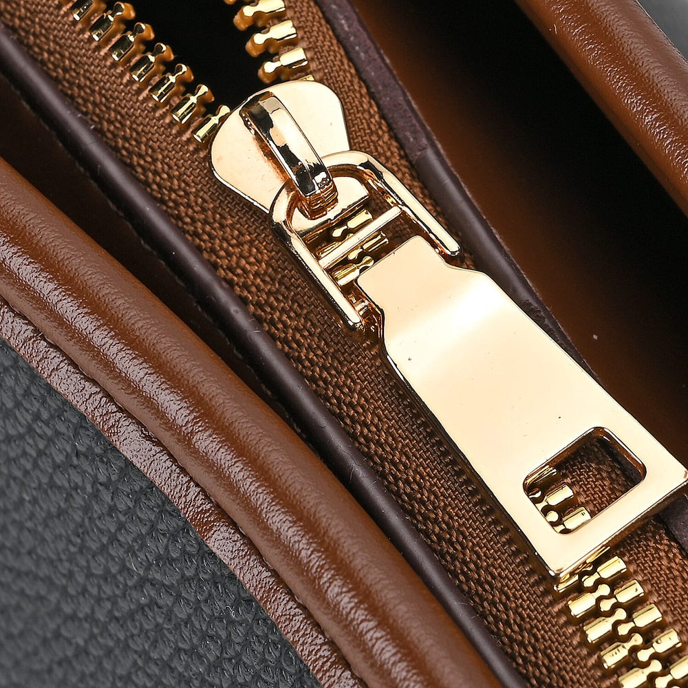Leatherette Tote Bag with Pouch - Black